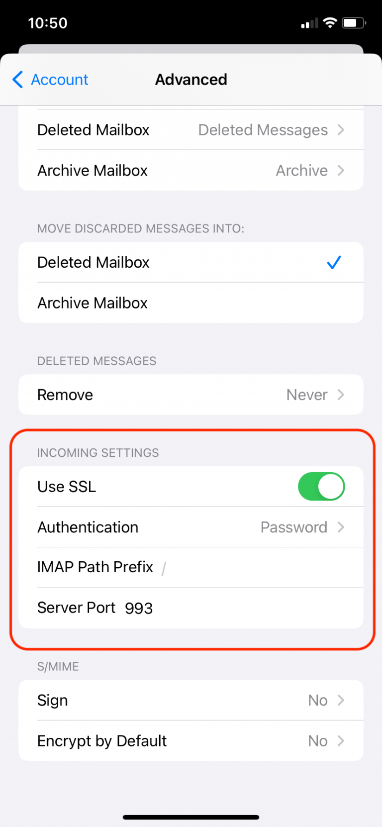 configuration boite mail iphone 13